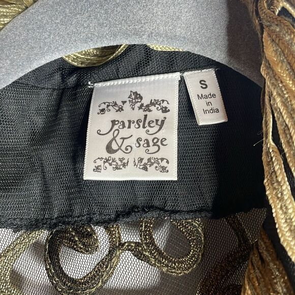 Parsley and Sage rare Soutache Black and gold sheer jacket size medium - Picture 4 of 6